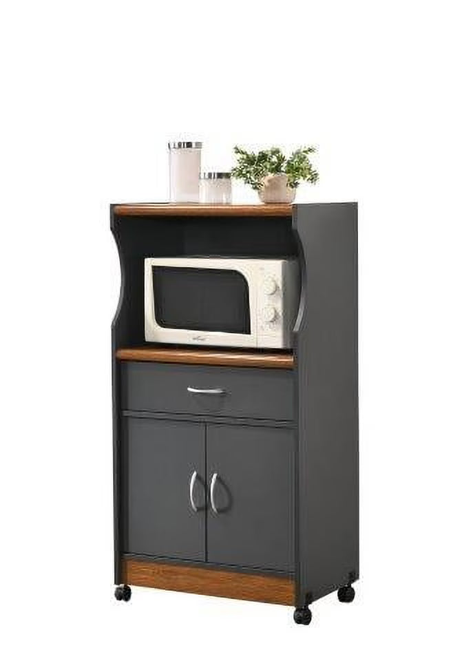 Hodedah Microwave Kitchen Cart, White