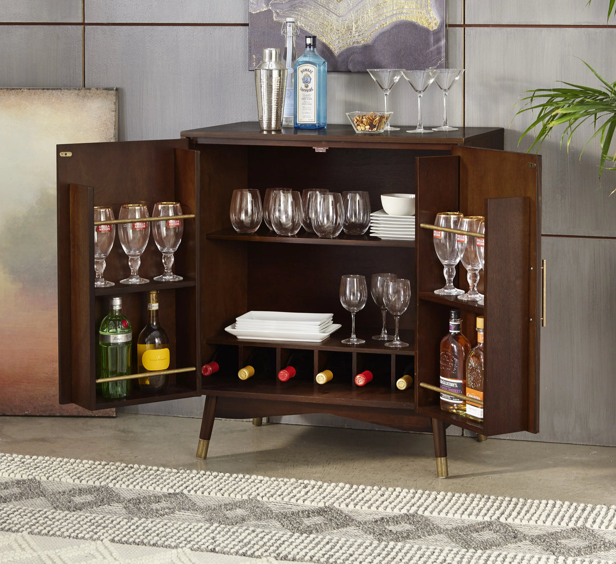Lifestorey  Killian Bar Cabinet Walnut