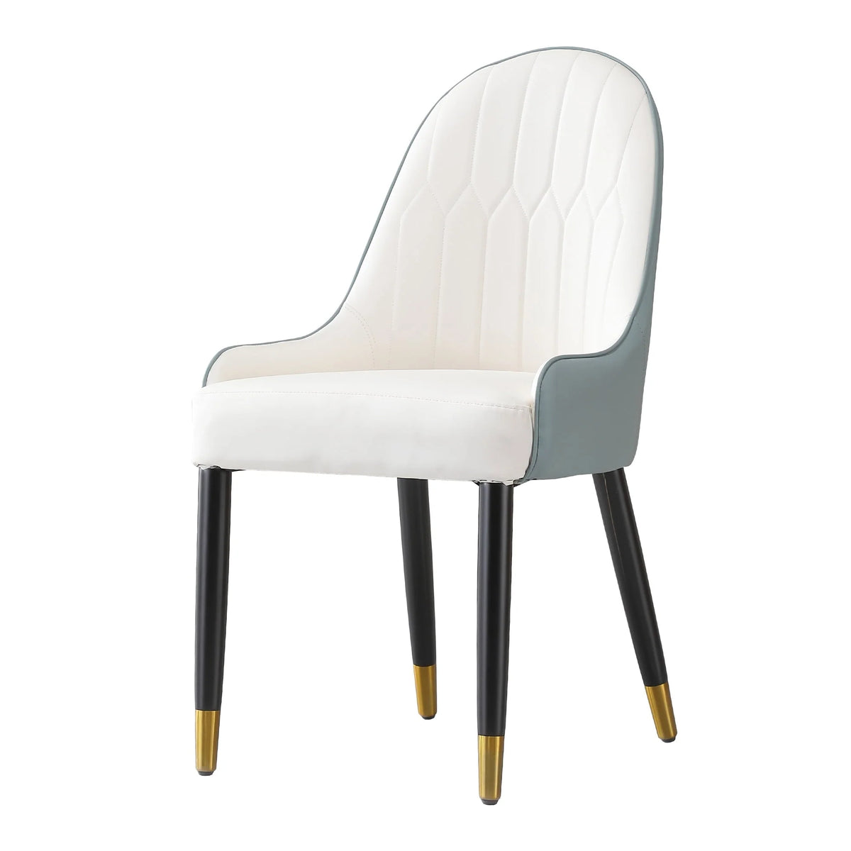 Leavader Set of 2 Modern PU Leather Finish White and Green Dining Chairs for Dining Room