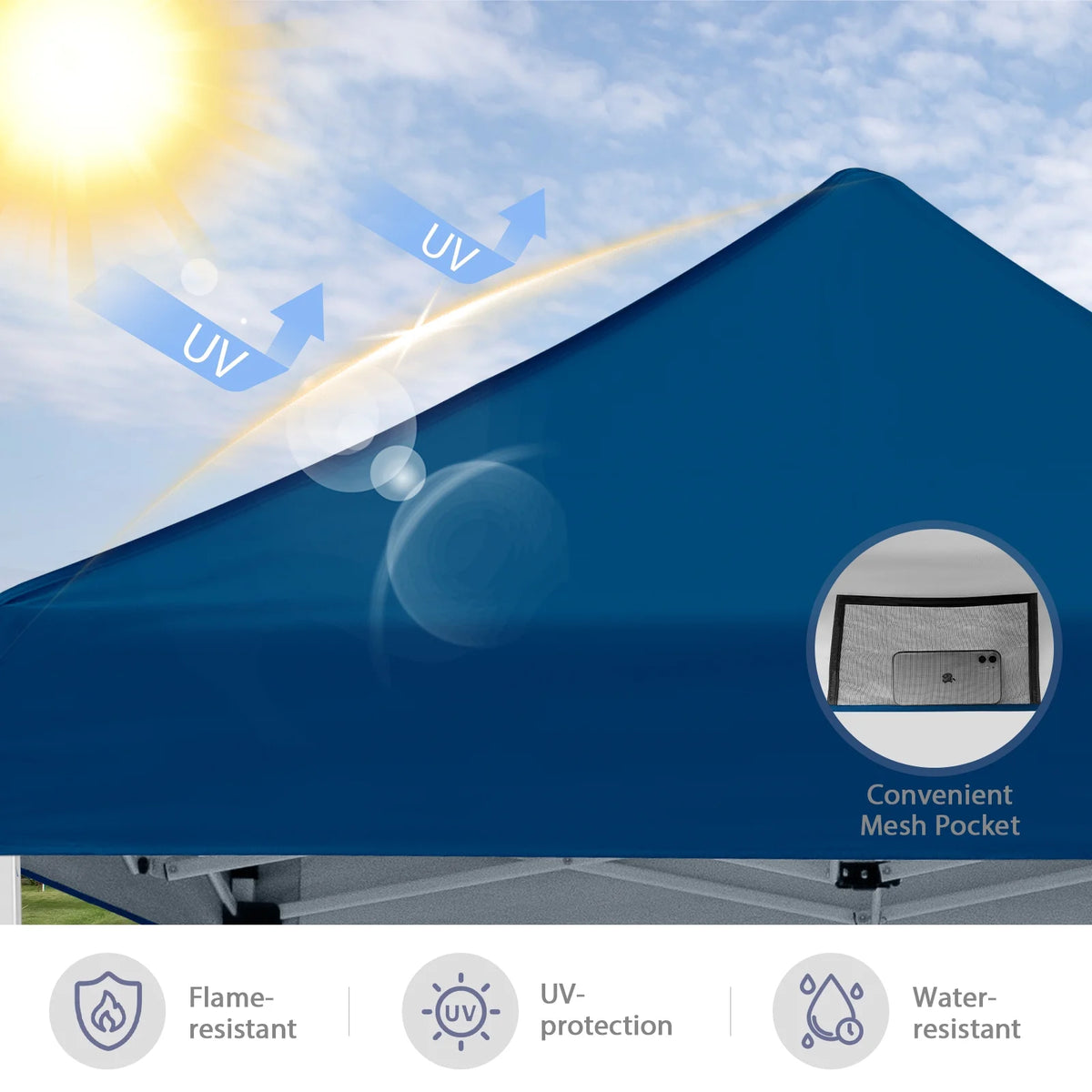 INTER HUT 5x5 Outdoor Pop up Canopy Gazebo, Instant Easy Set up Outdoor Canopy Commercial Fair Shelter, Beige
