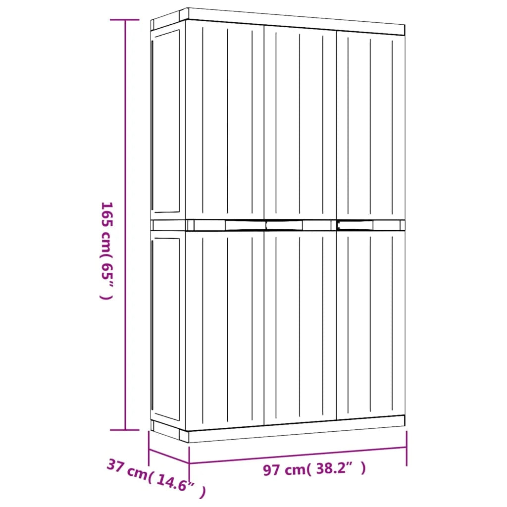 vidaXL Outdoor Storage Cabinet Black 25.6"x14.6"x33.5" PP