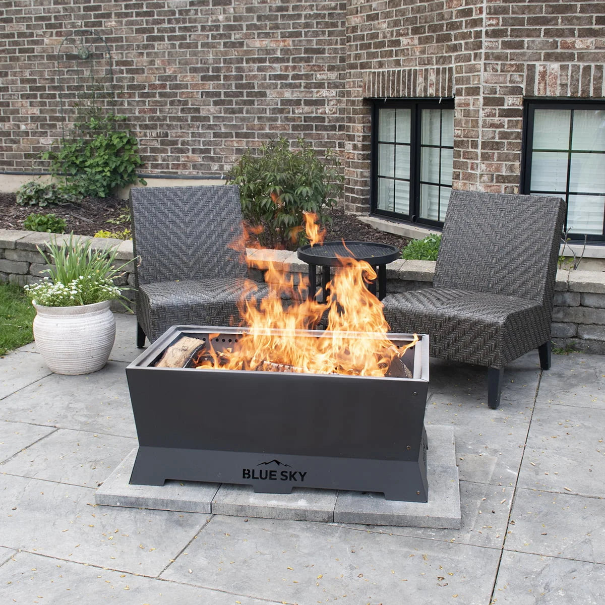 Blue Sky Outdoor Living Rectangle Steel Peak Smokeless Patio Fire Pit, Black