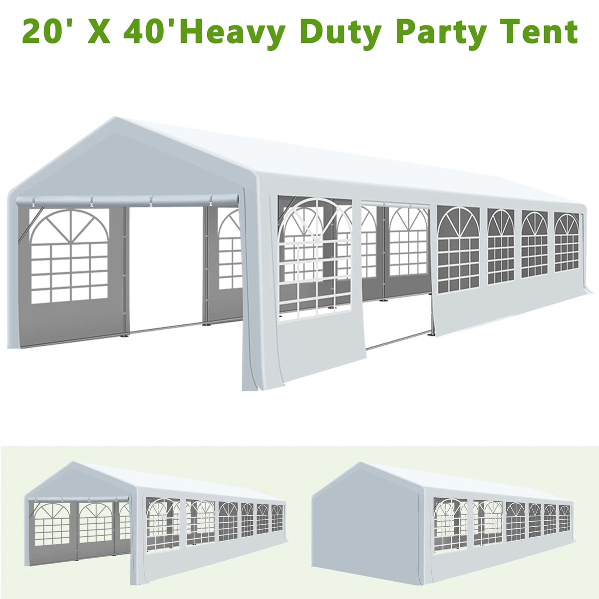 Gartooo 20'x20' Heavy Duty Party Tent, Outdoor Wedding Party Tent with Removable Sidewalls, Outdoor Canopy for Events
