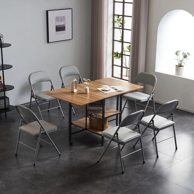 Gundir 6pcs Elegant Foldable Iron & PVC Chairs for Convention & Exhibition Gray