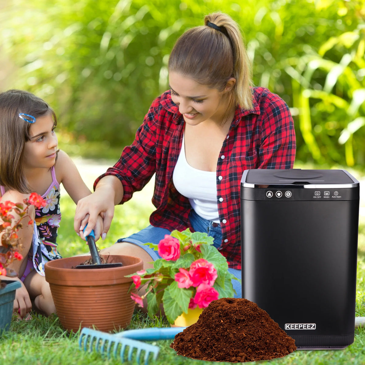 KEEPEEZ 4L  Large Capacity Odoroster for Kitchen,Turn Food Waste to Fertilizer for Garden, Food Waste Compost Machineless Quiet Electric Comp