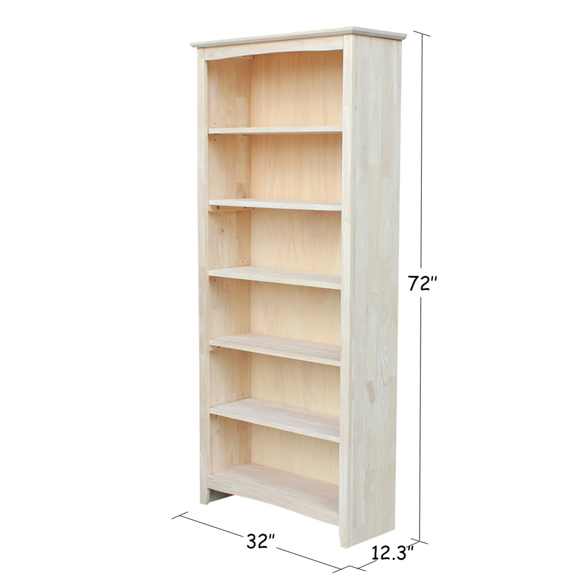 International Concepts Solid Wood Shaker Bookcase, 72 in H