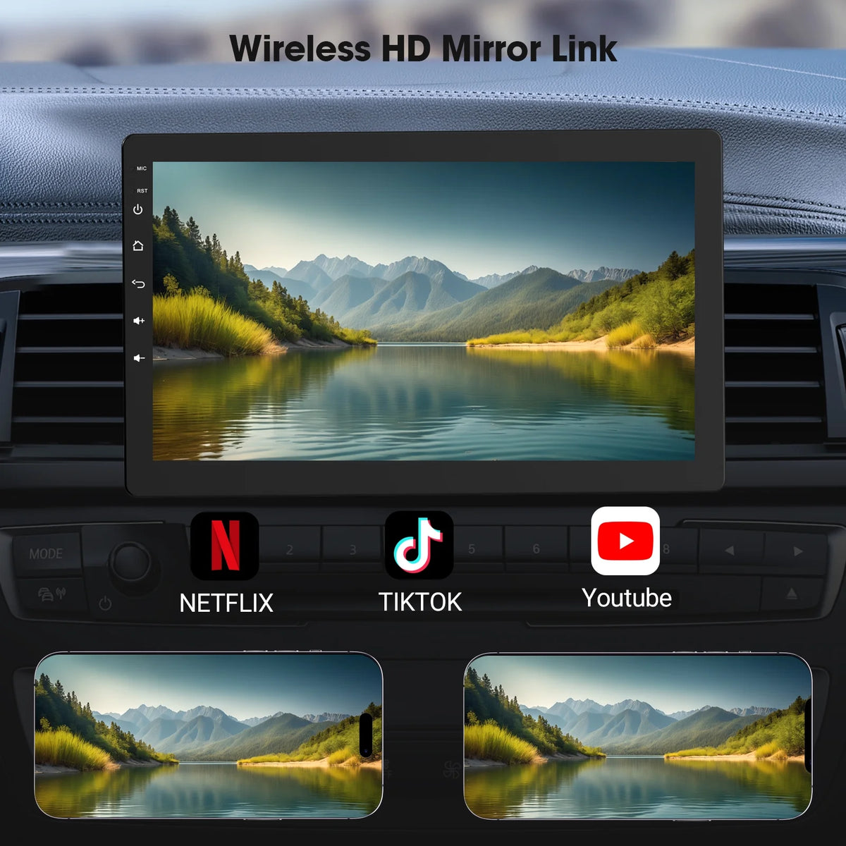 Haudio 10.1" Rotatable Touch Screen Car Stereo Single Din, Wireless CarPlay/Android Auto Car Video, 2GB+32GB, GPS Navigation, Hi-Fi Sound Car Audio, BT 4.2, Backup Camera(Vertical Fit)