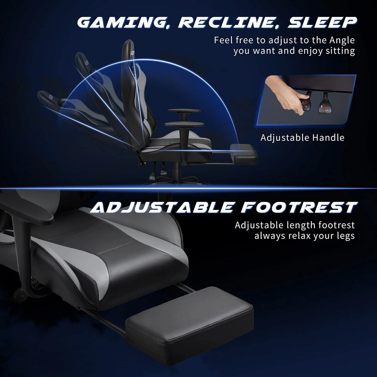 Lacoo High Back Gaming Chair Ergonomic Gaming Computer Chair,Black