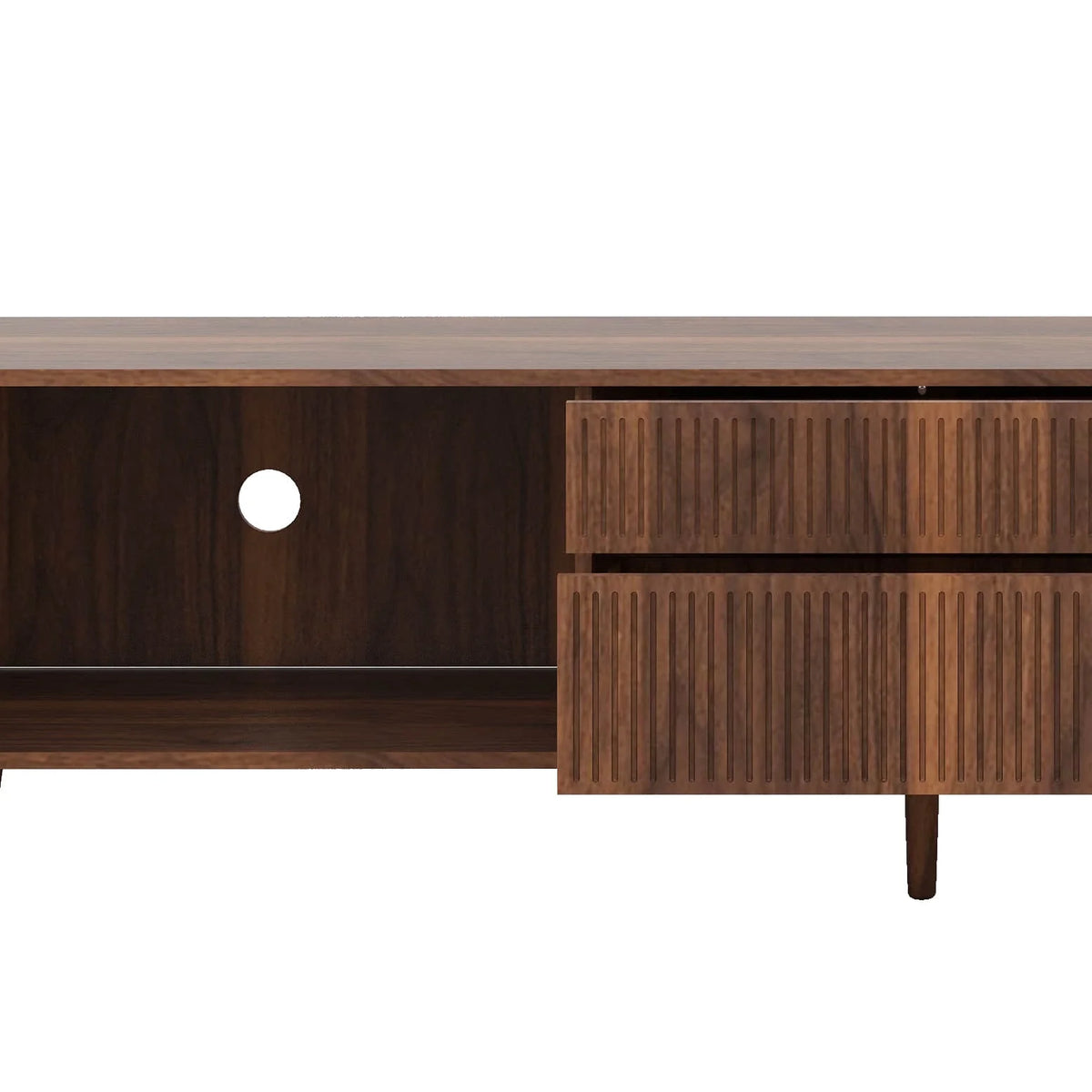 Runforrest Mid Century TV Stand with 2 Drawers, Media Console Table for TVs up to 80'' for Living room, Bedroom, Home Theatre, Walnut