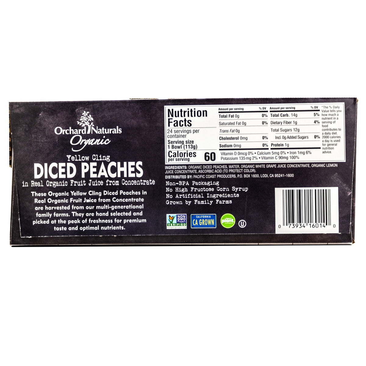 Orchard Naturals Organic Diced Peaches, 4 oz, 24-count
