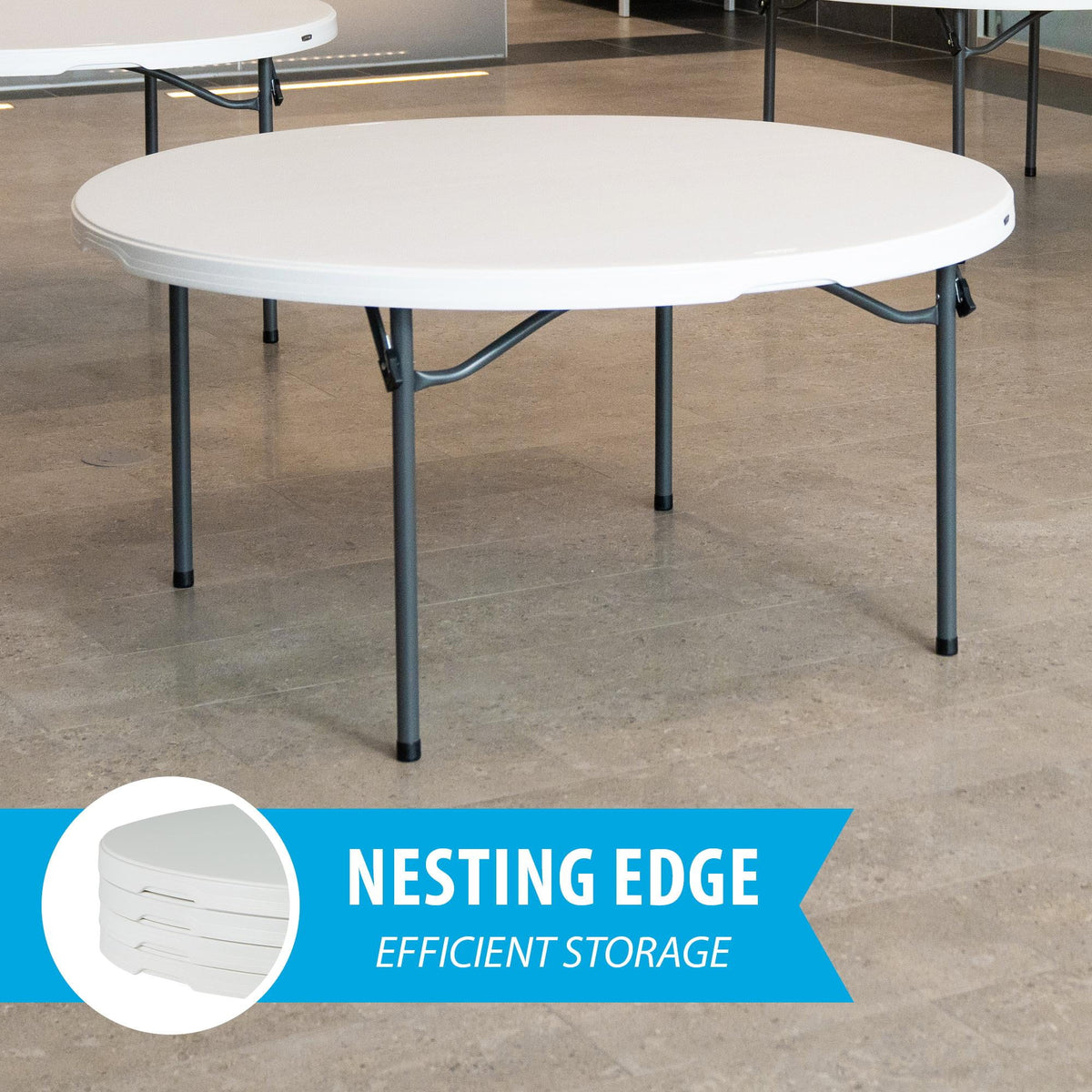 Lifetime (15) 60 in. White Round Tables and Cart Combo - 80441