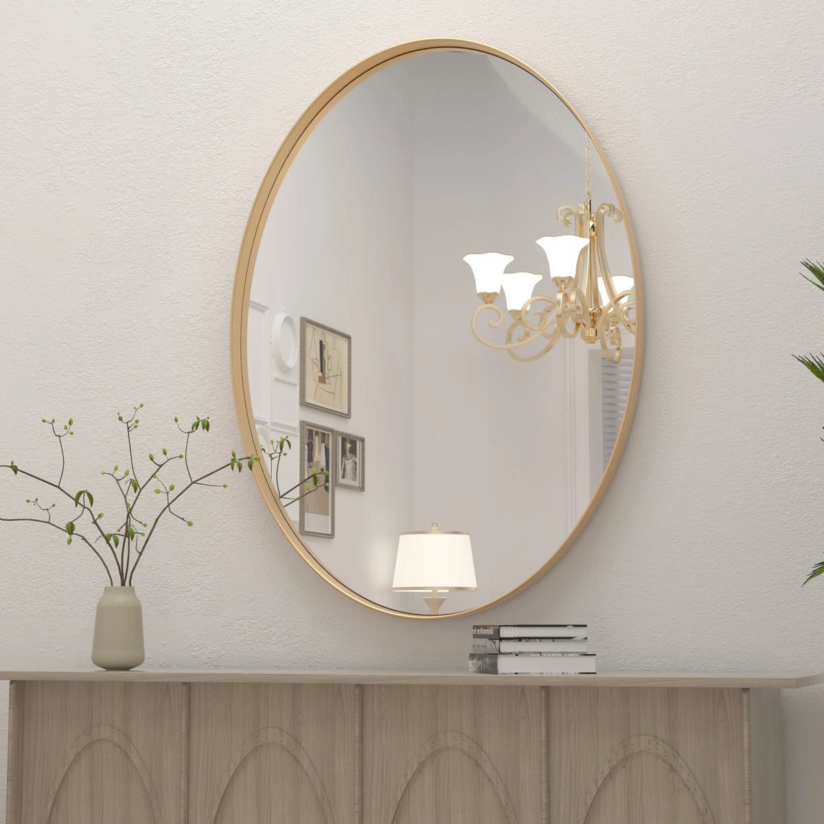 Clavies Black Oval Mirror, 22x30 Inches Bathroom Vanity Mirror, Wall Mirror with Metal Frame