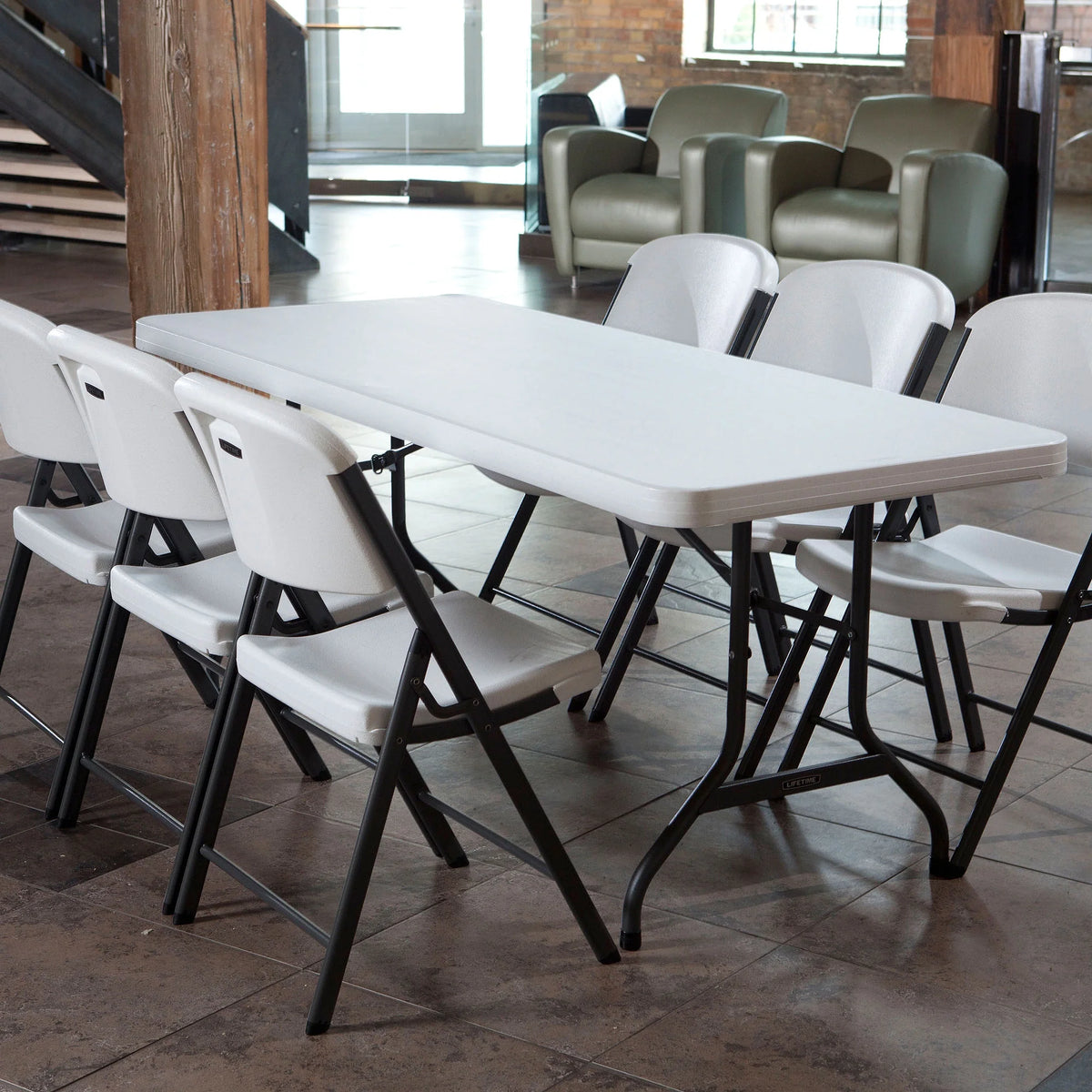 Lifetime Folding Chair, Indoor/Outdoor Commercial, White Granite, 4 Pack (42804)