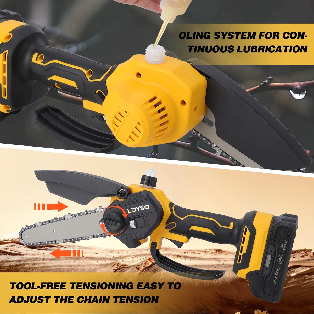2-in-1 Brushless Cordless Pole Saw,6in + 8in Mini Chainsaw & Pole Saw with 2pcs 2.0A Batteries, 13.6ft Max Reach Brach Tree Saw Telescoping Extension Rod for Wood Tree Trimming Wood Cutting��Red