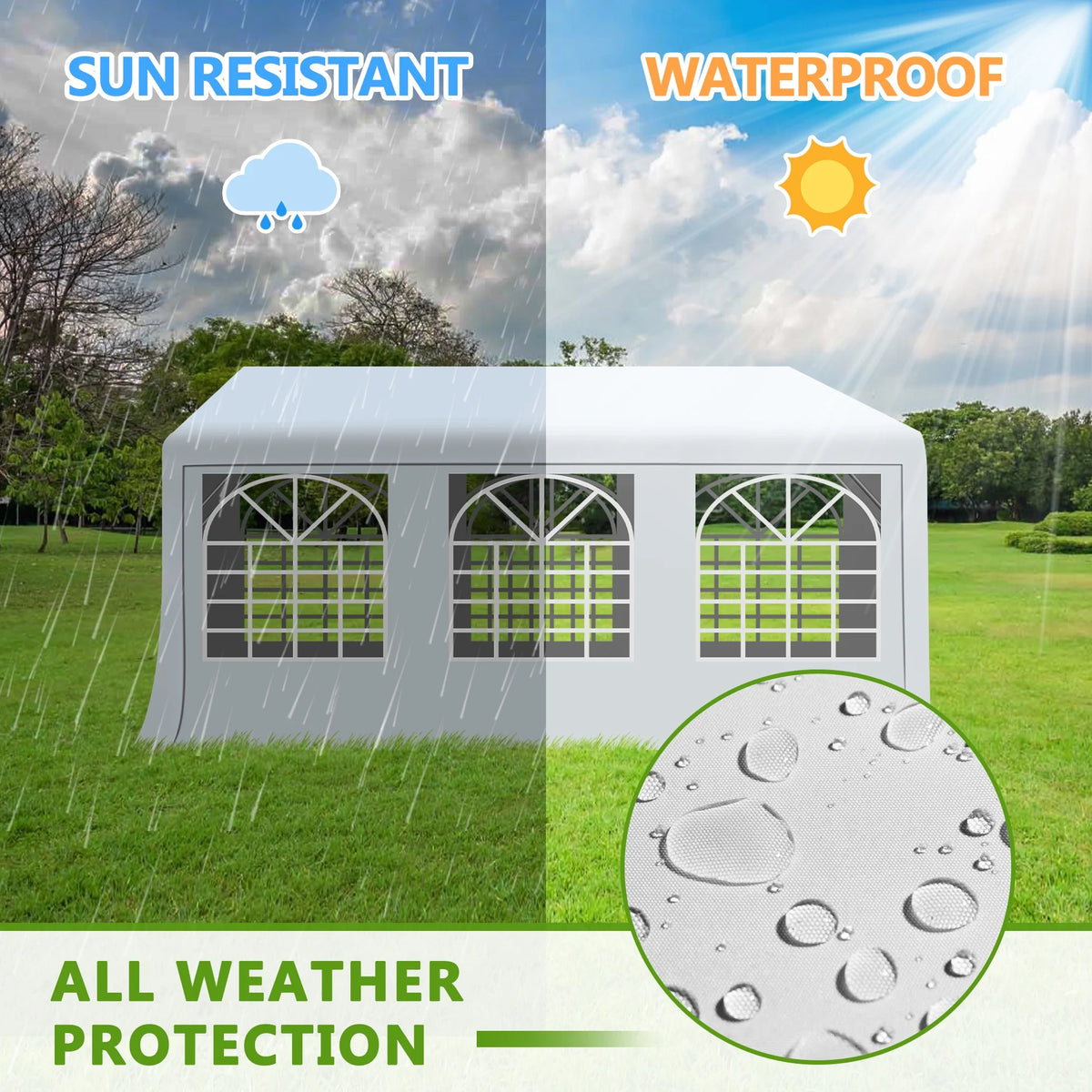 Gartooo 20'x20' Heavy Duty Party Tent, Outdoor Wedding Party Tent with Removable Sidewalls, Outdoor Canopy for Events