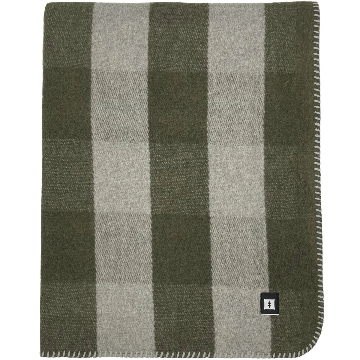 EKTOS 90% Wool Plaid Blankets, 66" x 90", Wool Camp Blanket, Warm Outdoor Blanket (Olive Green)