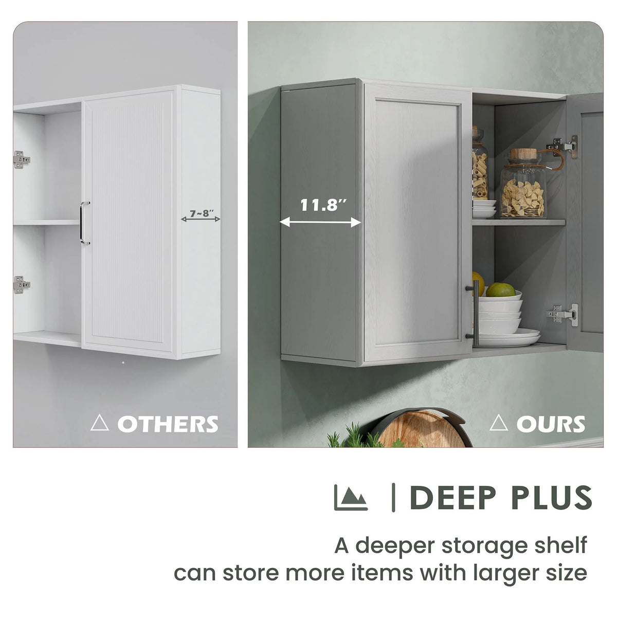 POLIHOME Display Wall Cabinet with Tempered Glass Doors��Storage Cabinet with Adjustable Shelves