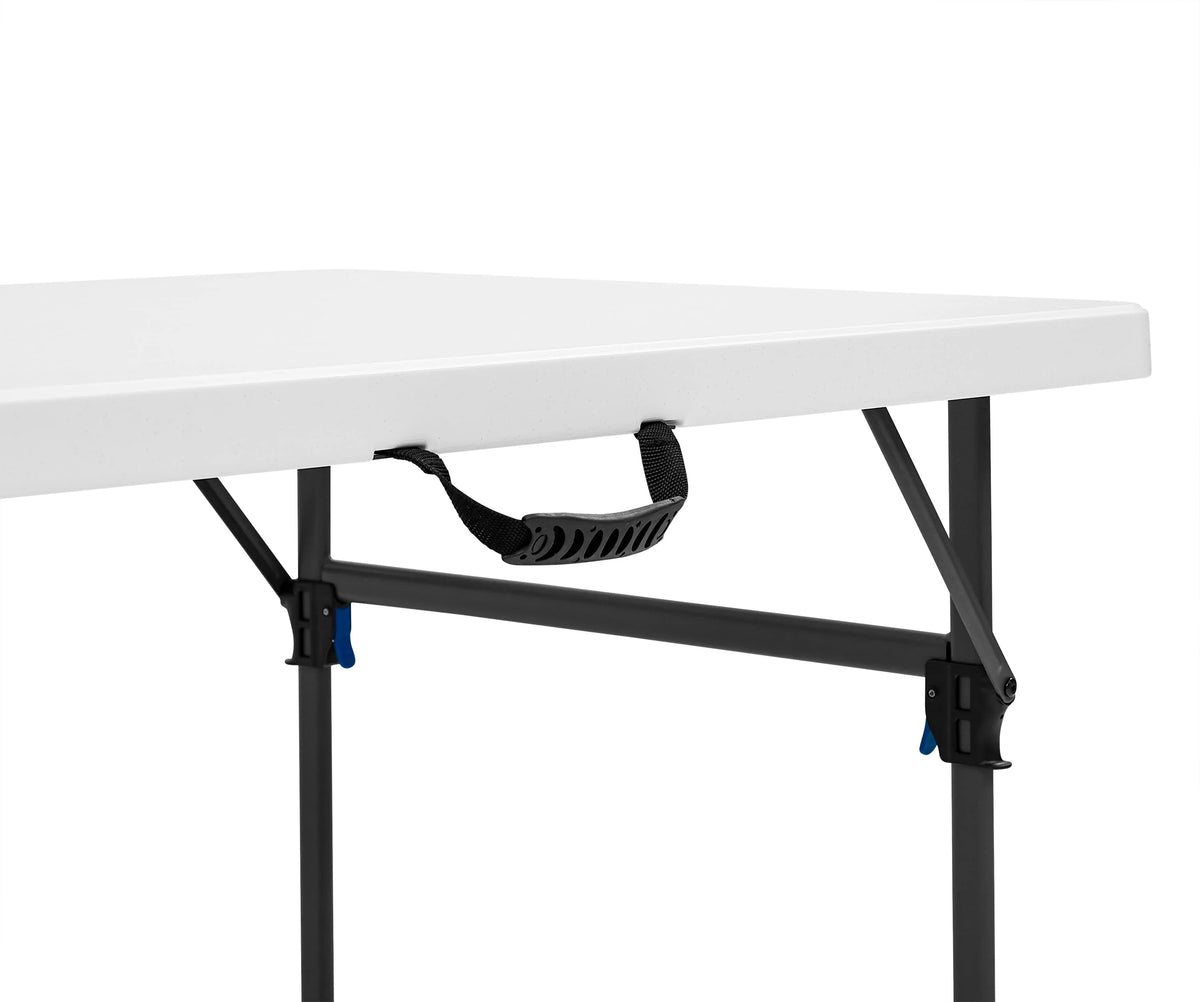Mainstays 8 Foot Fold-in-Half Plastic Table, Indoor Outdoor, White Granite