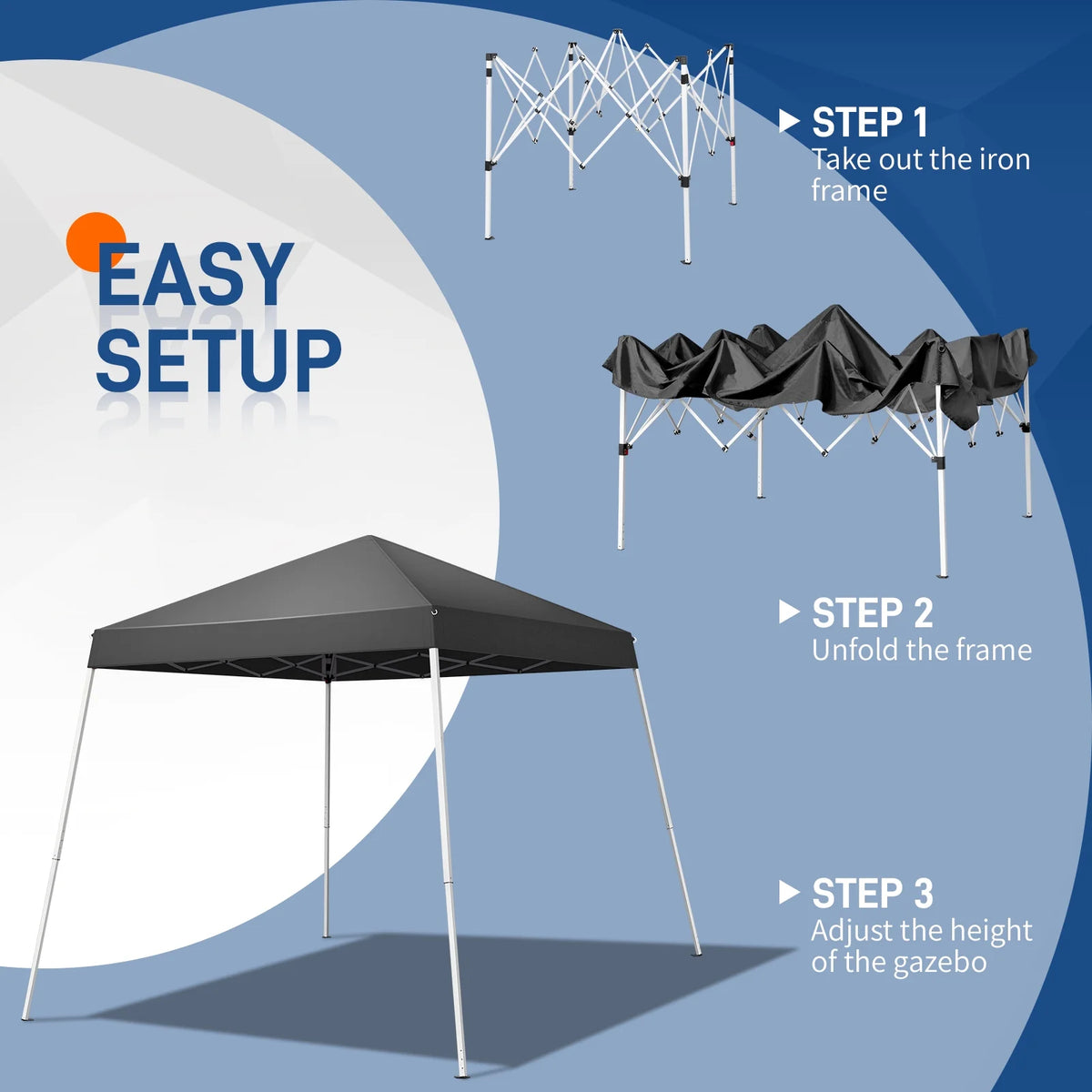UBesGoo 6' x 6' Slant Leg Pop Up Canopy Tent Camping with Carry Bag Gray