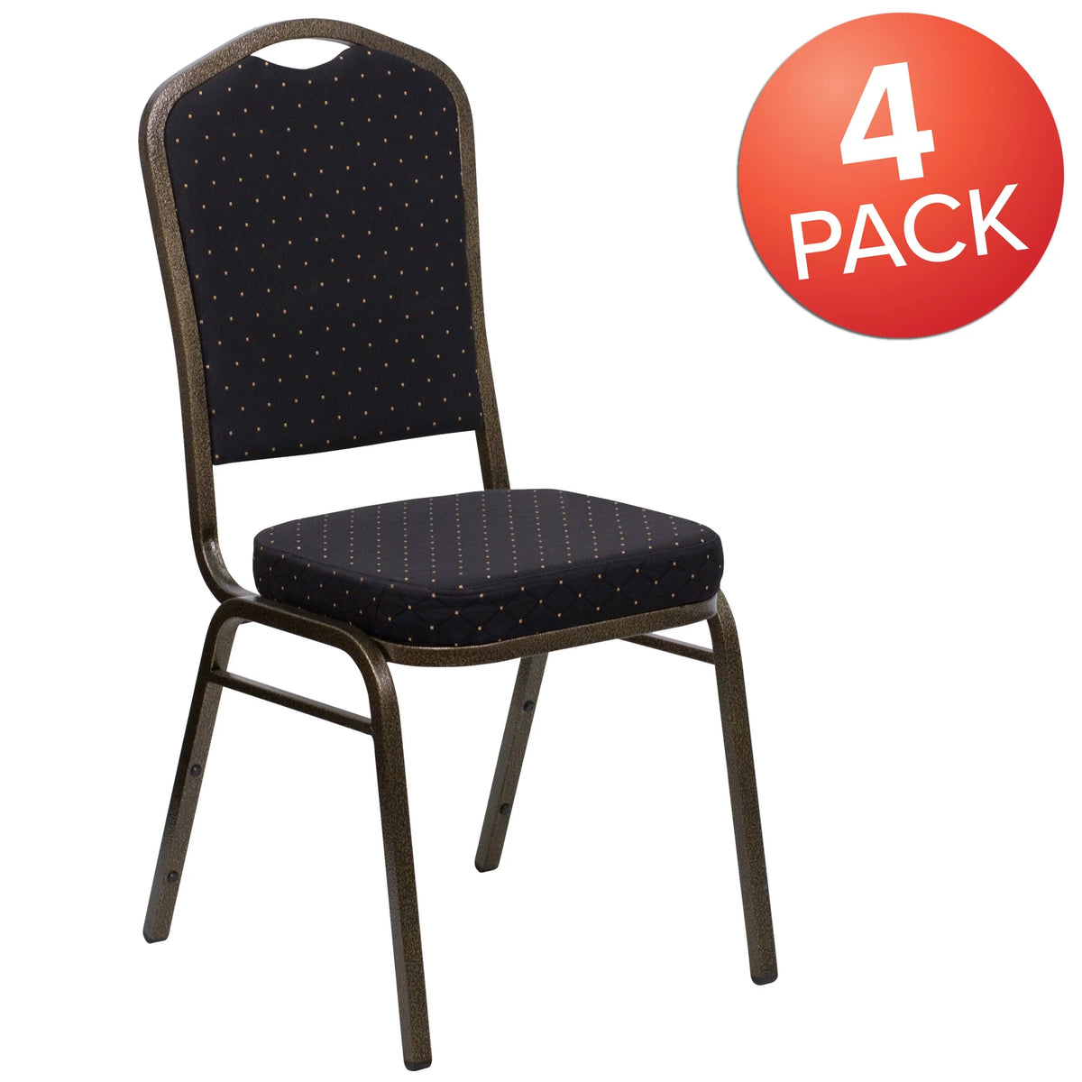 Emma + Oliver 4 Pack Crown Back Stacking Banquet Chair in Navy Vinyl - Silver Vein Frame