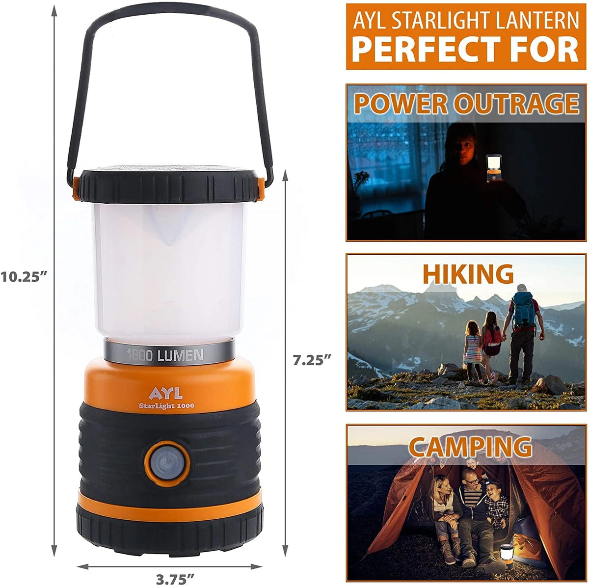 AYL LED Camping Lantern Rechargeable 4 Light Modes, USB Cable Included