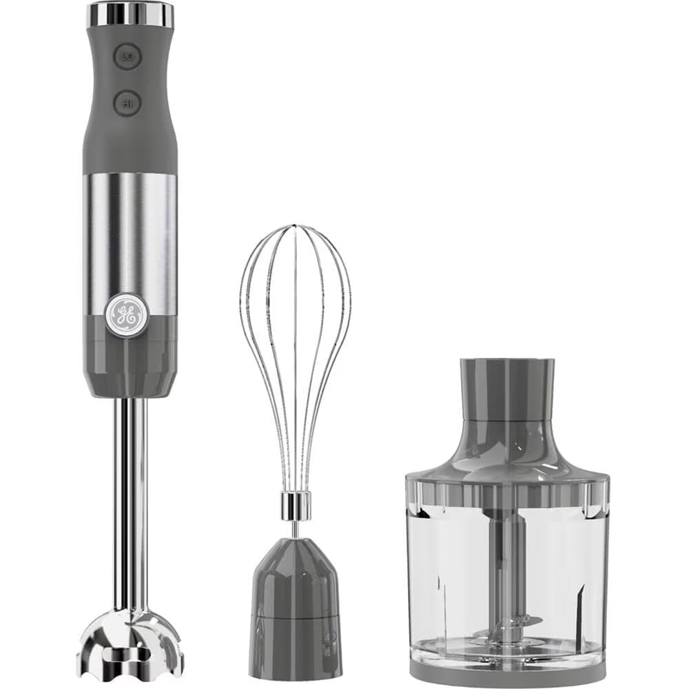 GE 500-Watt Immersion Blender with Accessories and Stainless Steel Attachments, Stainless Steel