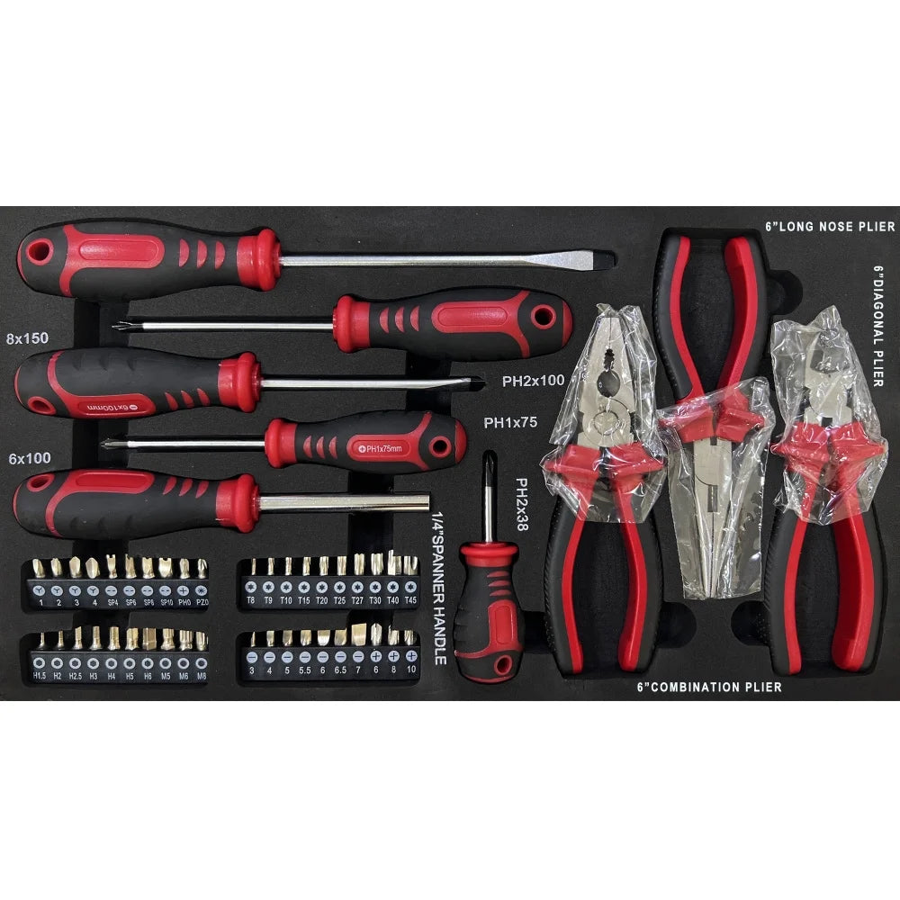 799PCS Aluminum Trolley Case Tool Set, Complete Tool Box Set with Rolling Wheels, Household Hand Tools Kit for Men, Silver