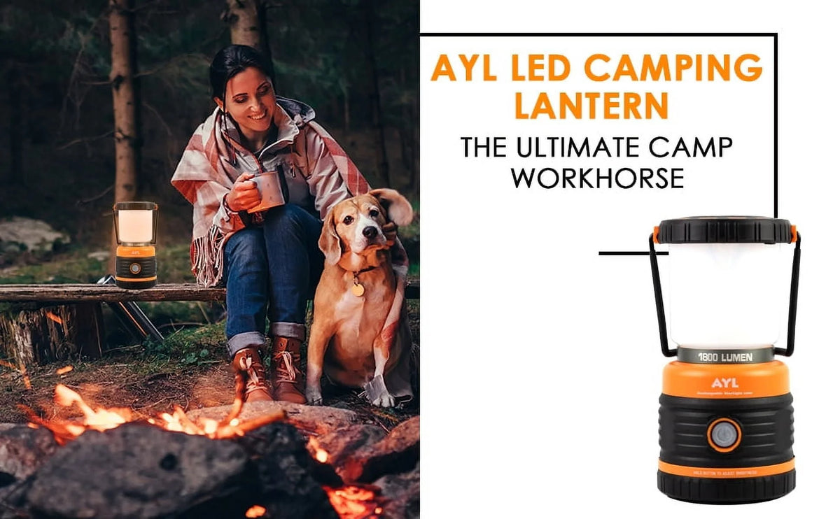 AYL LED Camping Lantern Rechargeable 4 Light Modes, USB Cable Included