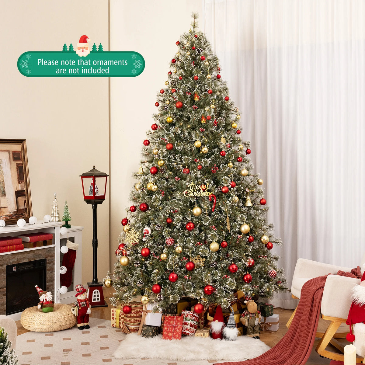 Costway 9 FT Artificial Christmas Tree with  360?�� Quick Power Connector 1714 Pine Needles