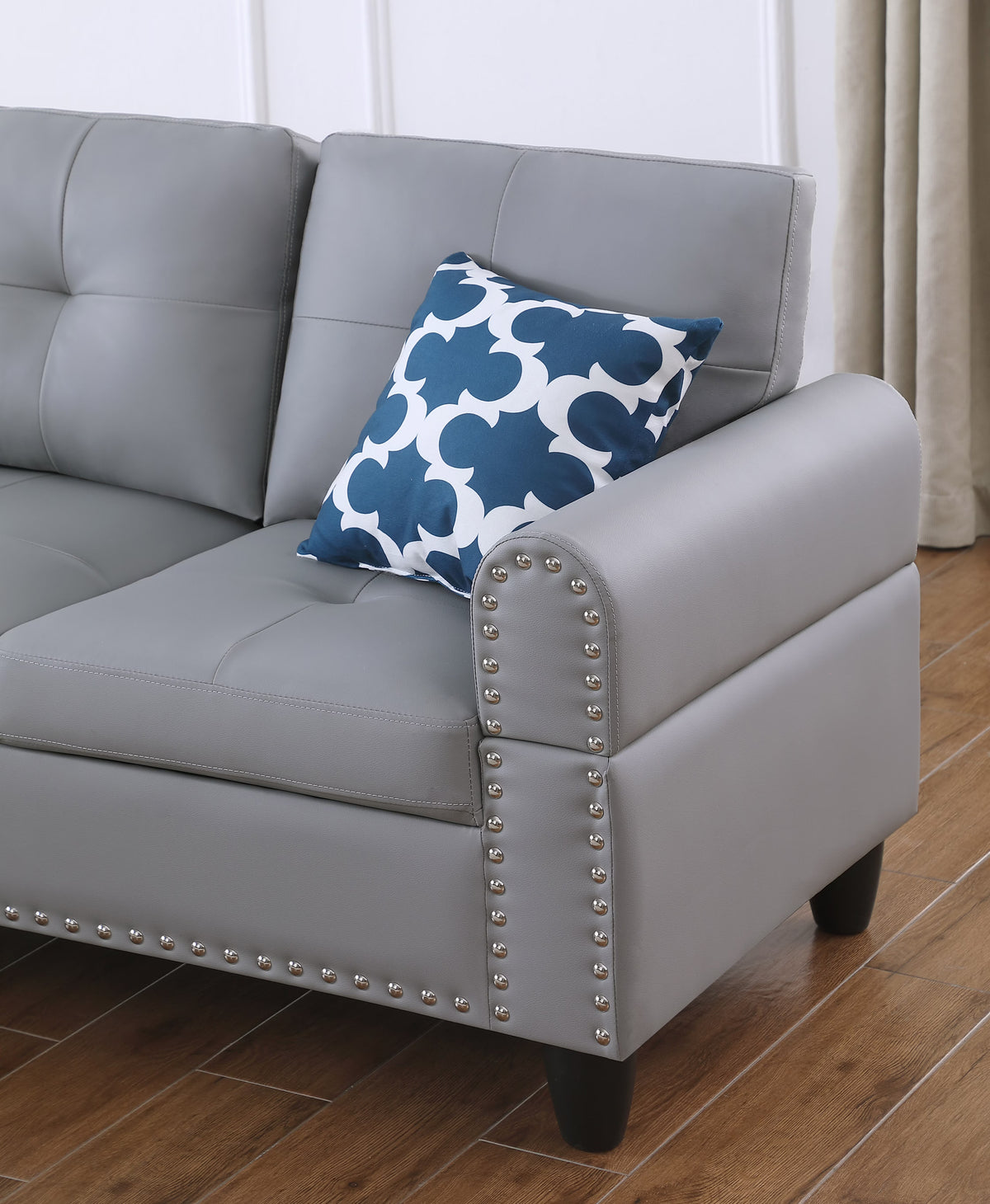 Sectional Sofas Faux Leather L - Shaped Sectional Set with Cup Holders 2pc,Large Sectional Couches