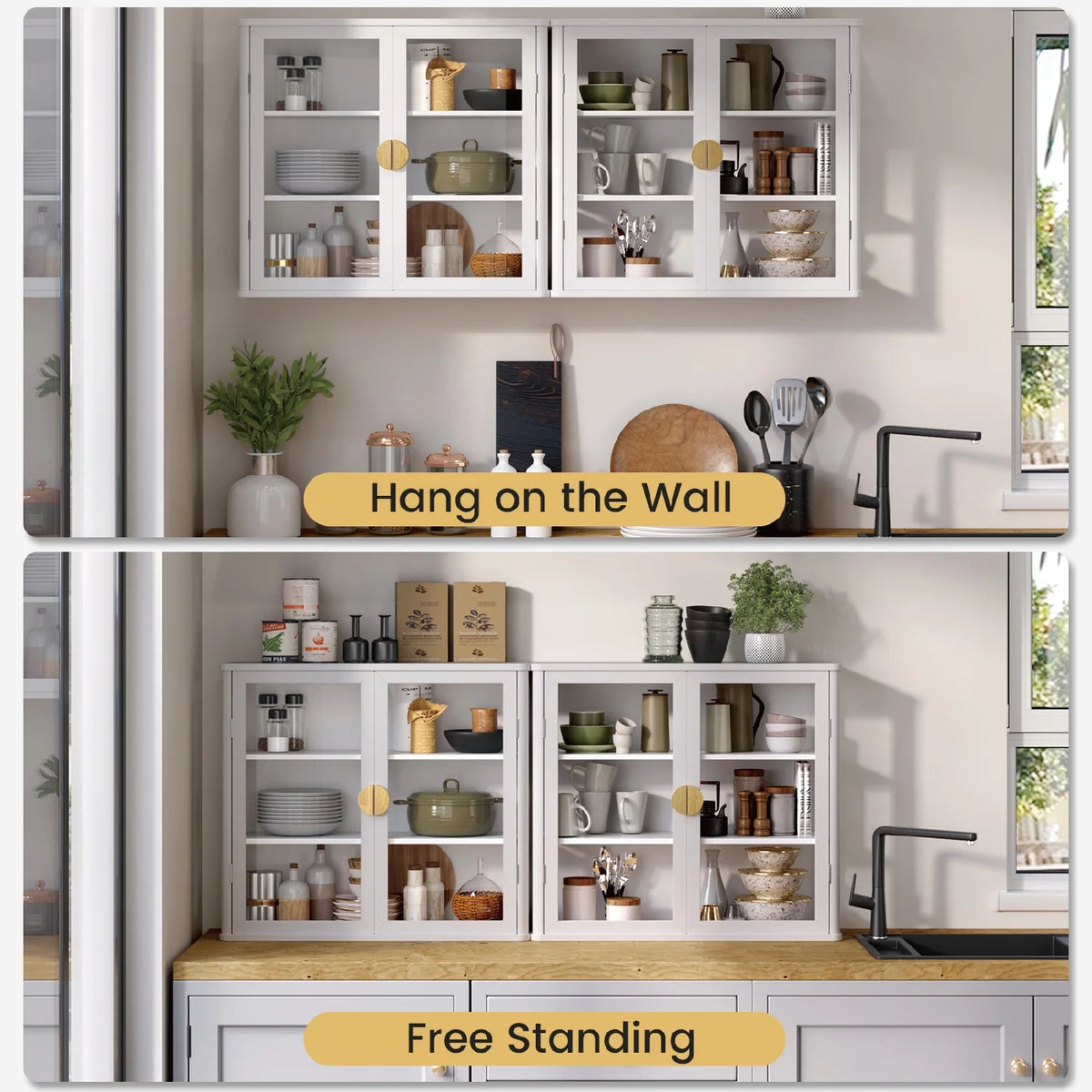 POLIHOME Floating Cabinet with Adjustable Shelves for Kitchen, 28 inches