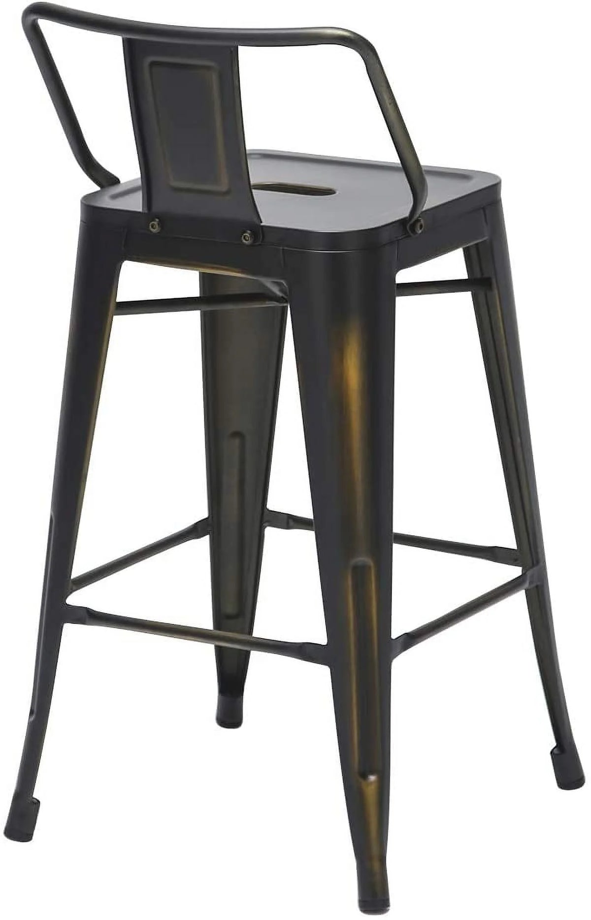 Andeworld 30" Low Back Distressed White Bar Stools Metal Barstools Counter Height Stools [Set of 4]