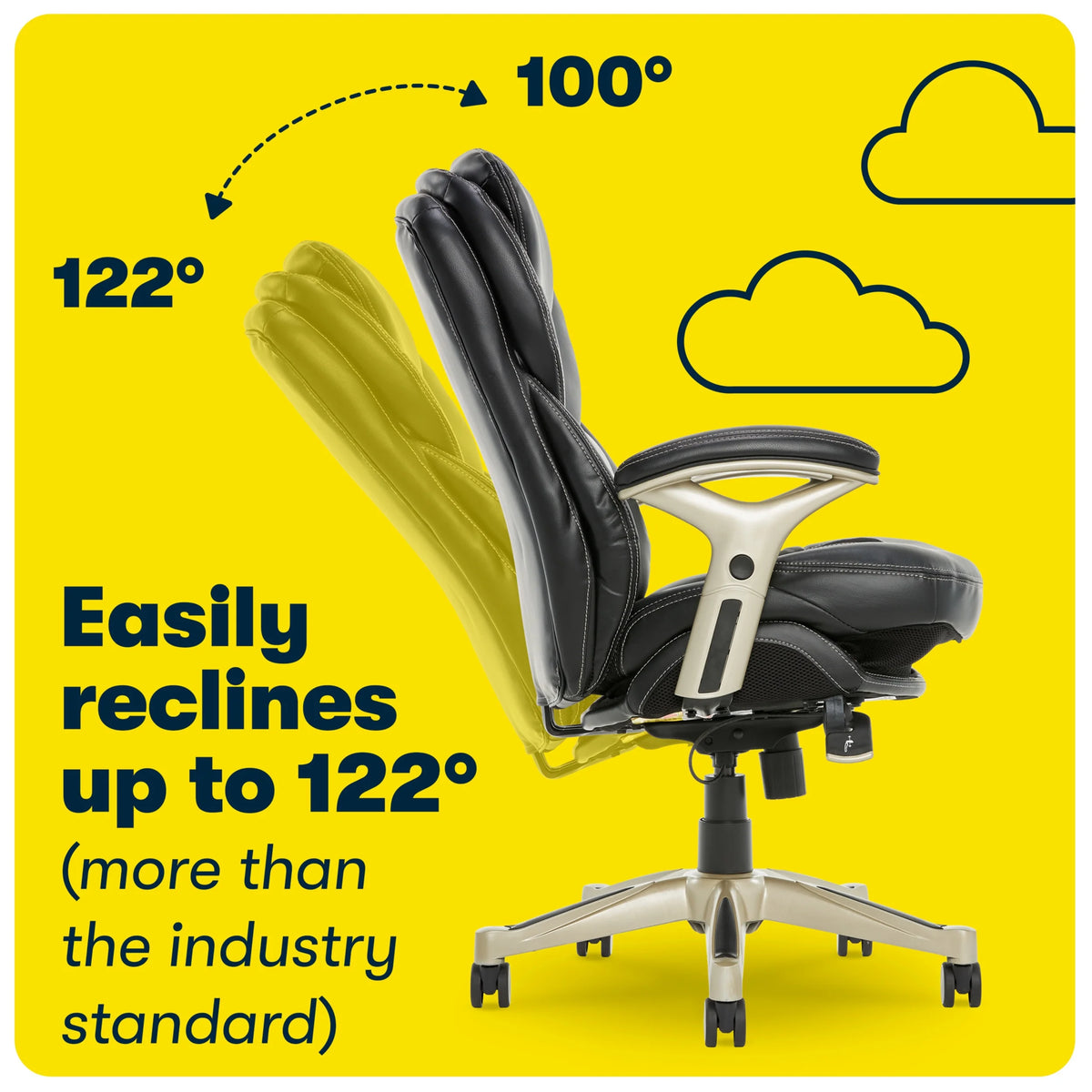 Serta Back in Motion Technology Fabric Executive Office Chair, Light Gray