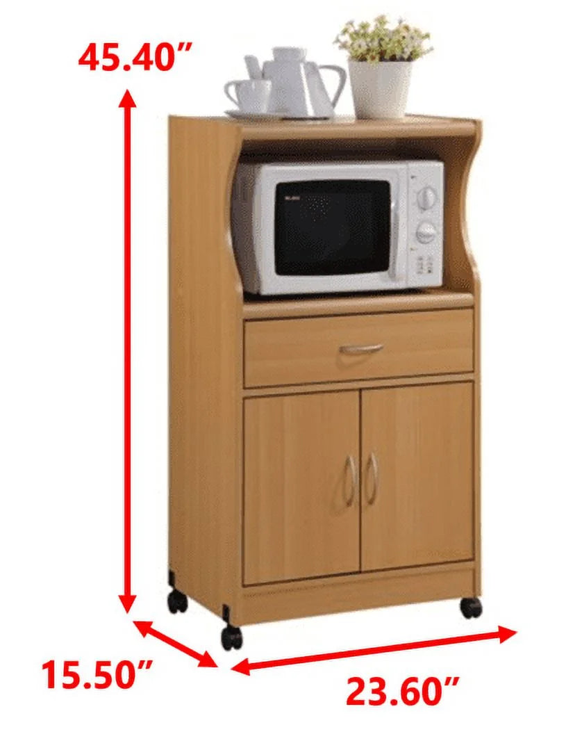 Hodedah Microwave Kitchen Cart, White