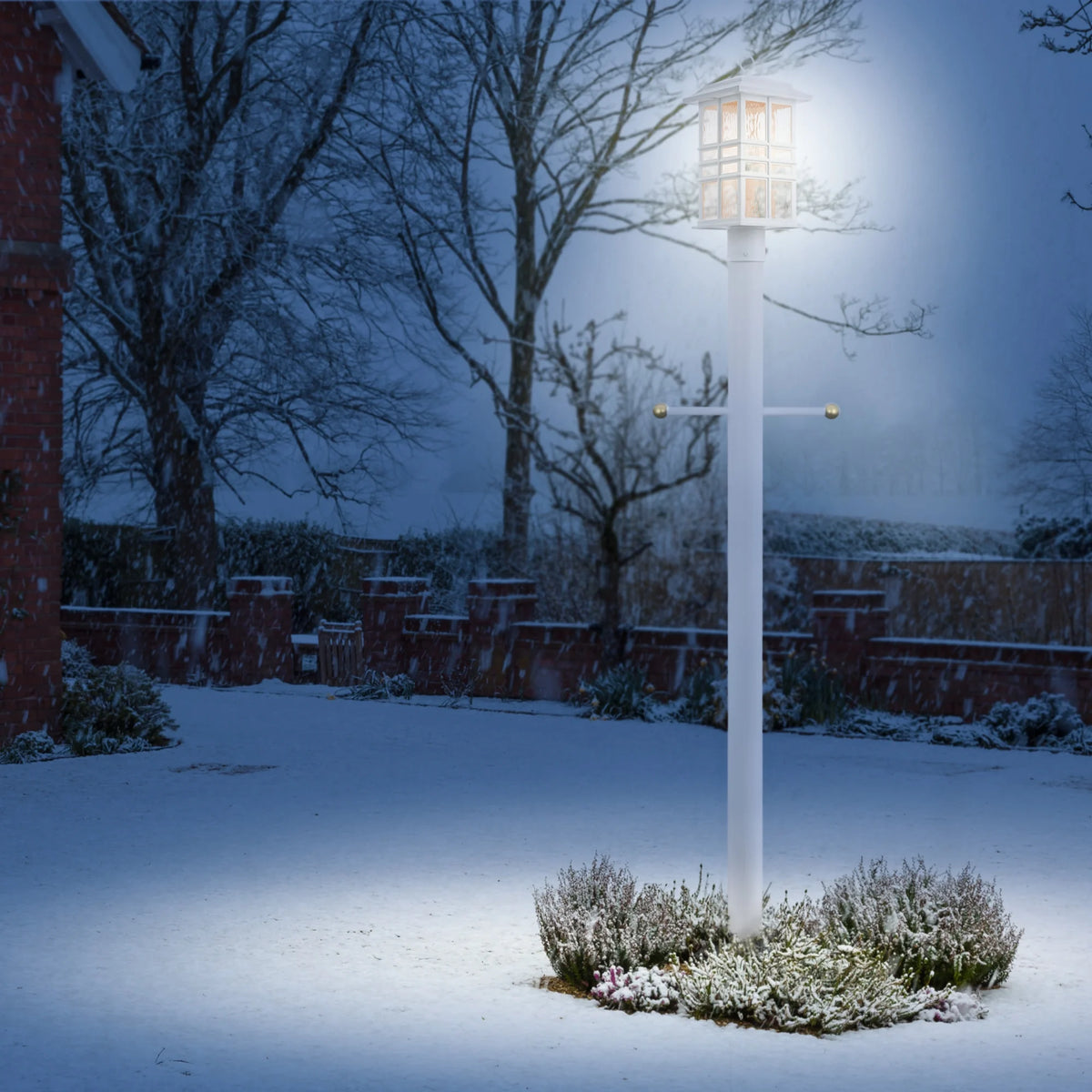 Design House 80" Traditional Weather-Resistant Outdoor Lamp Post with Cross Arm, Black