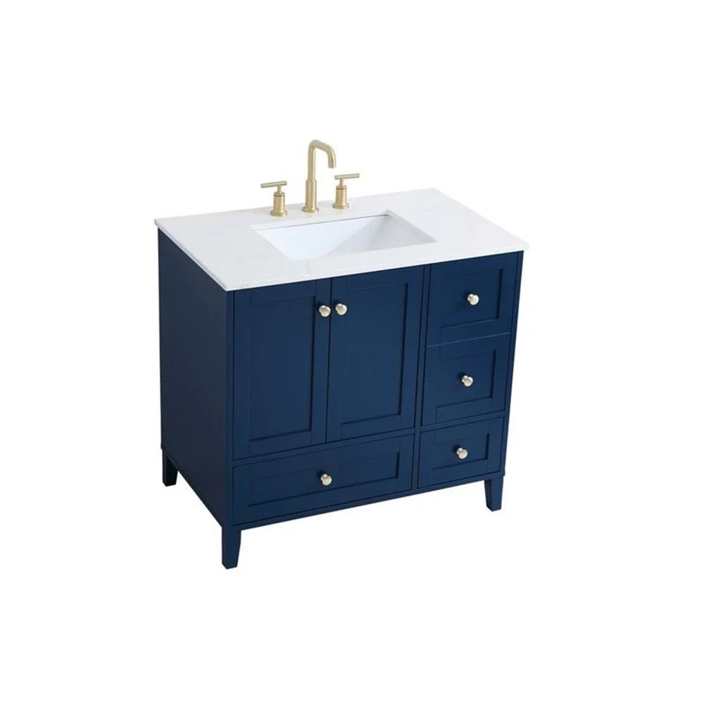 Elegant Decor Sommerville 36" Single Quartz Top Bathroom Vanity in Gray