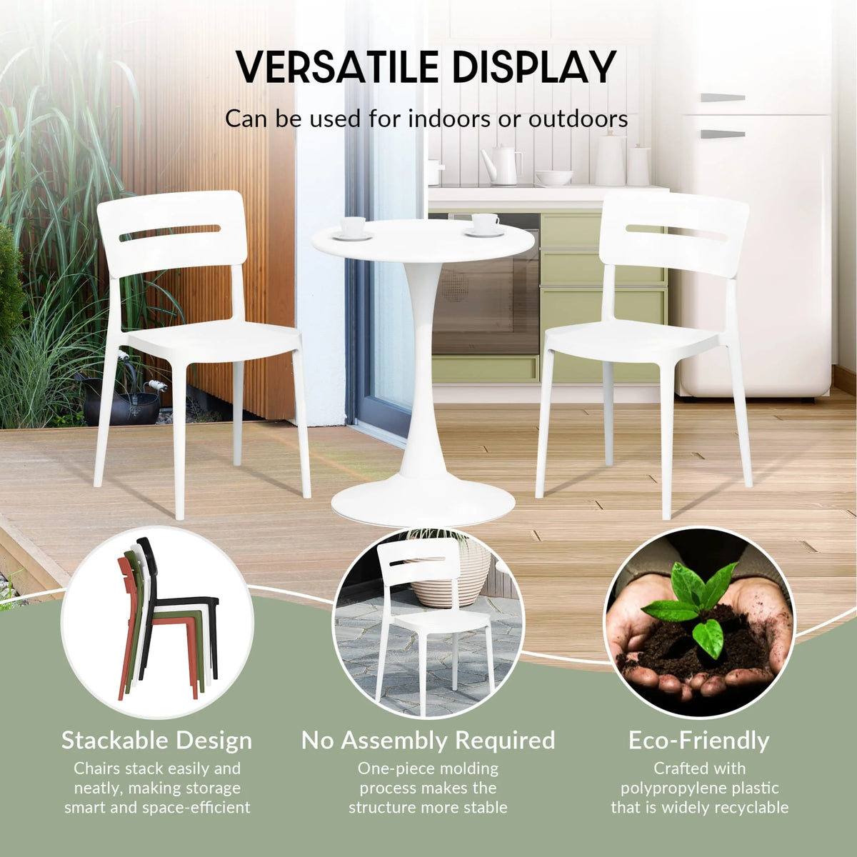 WestinTrends Playa 3-Piece Outdoor Resin Patio Bistro Set with Stackable Patio Dining Chairs, Black