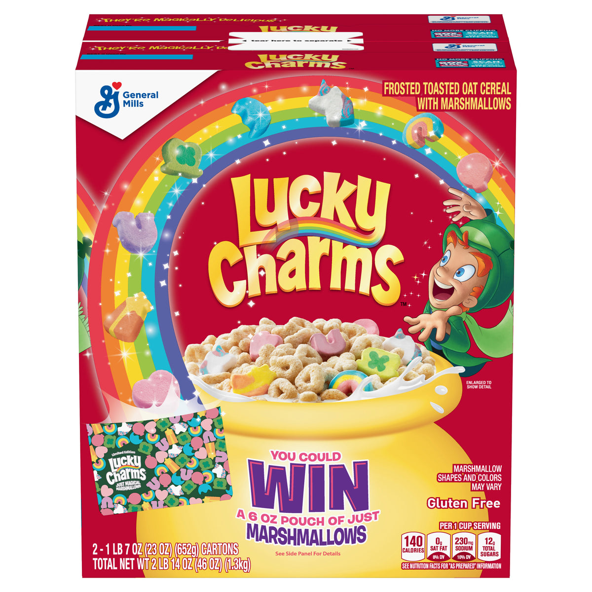 General Mills Lucky Charms Cereal, 23 oz, 2-count