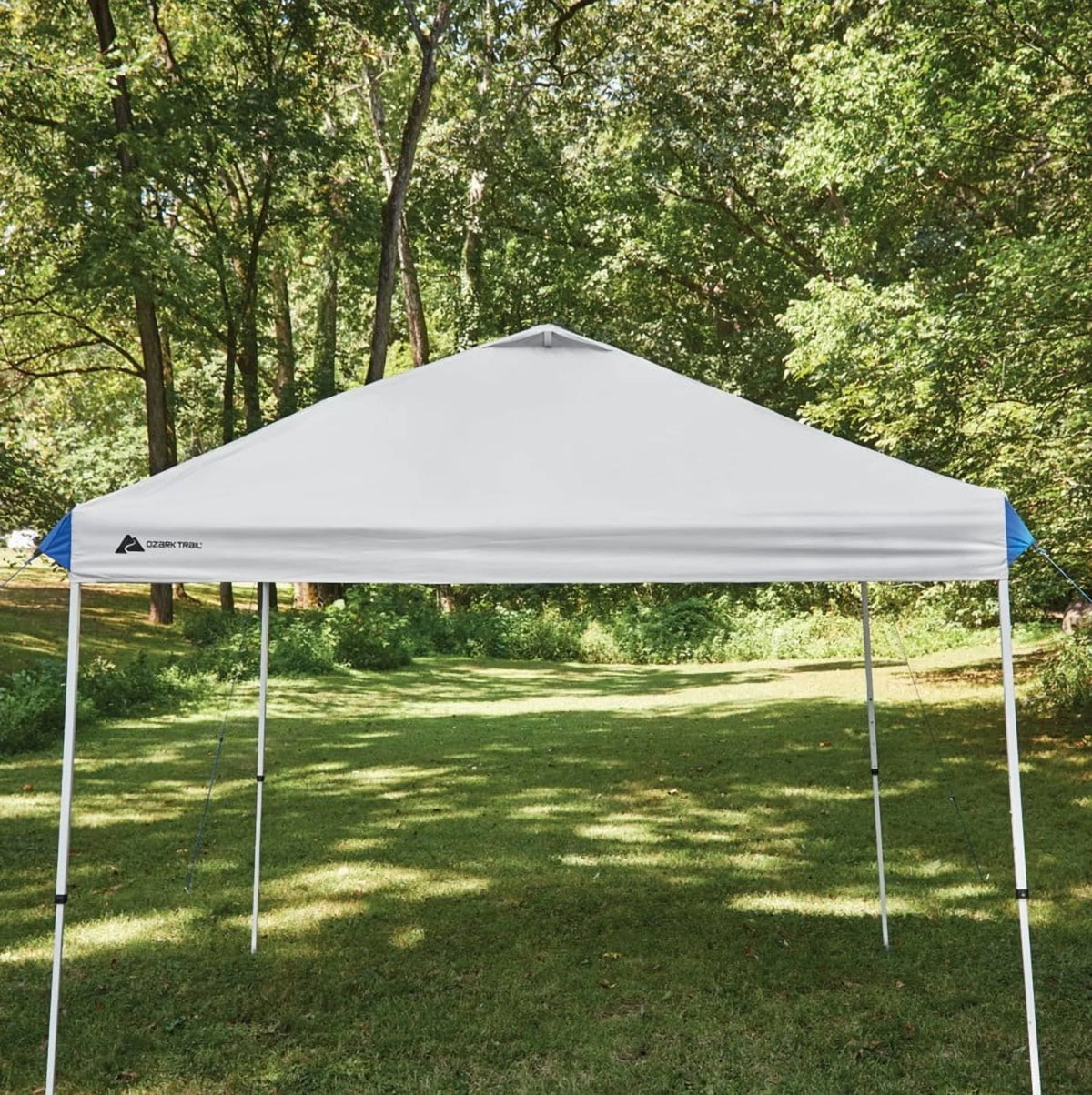 Ozark Trail Simple Push Straight Leg Instant Canopy, White, 10 ft x 10 ft