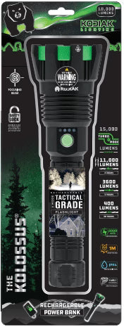 Kodiak Kolossus Rechargeable Tactical Flashlight COB LED Light Output up to 15,000 Lumens