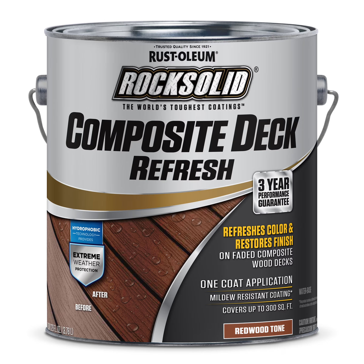 2 Pack, Redwood Tone, Rust-Oleum RockSolid Satin Composite Deck Refresh Exterior Stain and Sealer, 1 Gal