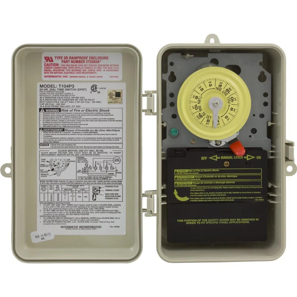 Intermatic T104P3 208 - 277V DPST 24 Hour Mechanical Time Switch in Enclosure