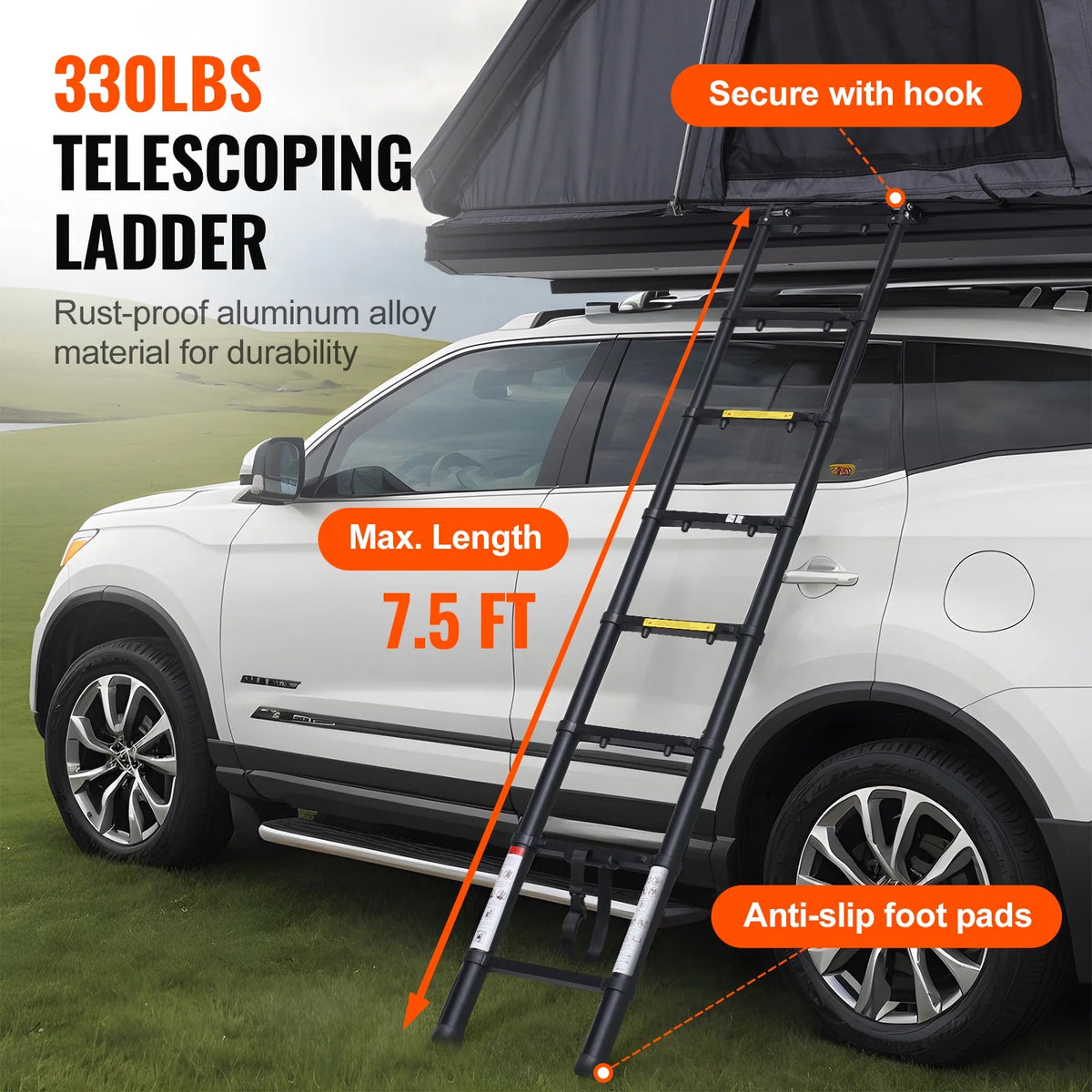 KFFKFF Hard Shell Rooftop Tent, Naturnest Shelter for 2-3 Individuals, Sturdy Roof Tent with Extendable Ladder and Thick Mattress, Resistant to Water and Wind for Jeep, SUV, Van, and Pickup Truck