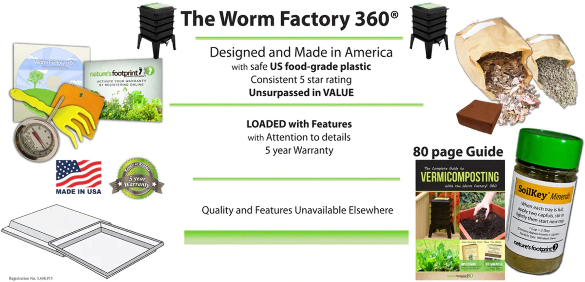 Nature's Footprint Worm Factory 360 4-Tray 4 gal Black Recycled Plastic Composting Bin (4 Count)