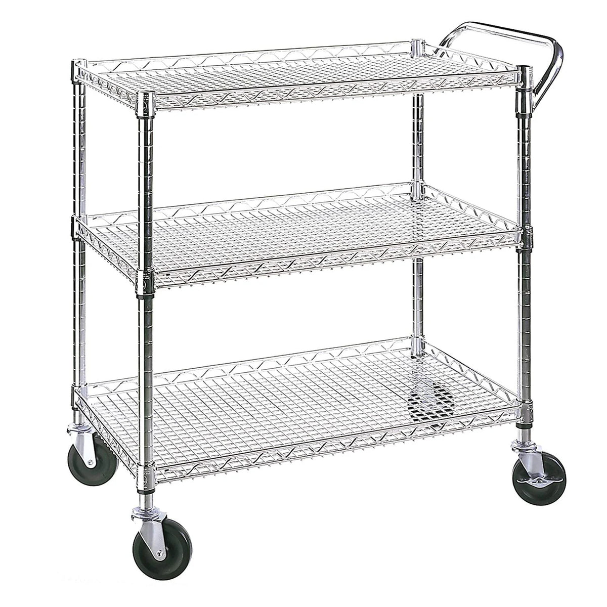Seville Classics 3-Tier Commercial Rolling Utility Cart, UltraZinc