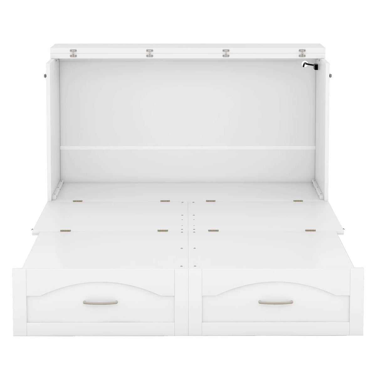 Harper & Bright Designs Full Size Murphy Bed with Shelves, Foldable Wall Bedframe w/Flexible Slats Support, Space-Saving Design, Can Be Folded Into Cabinet, White