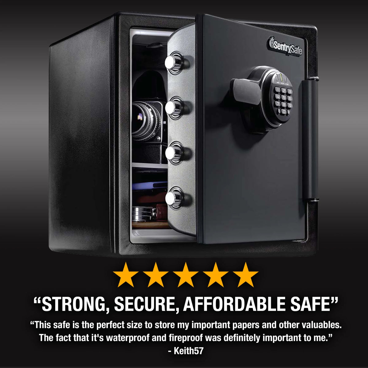 SentrySafe SFW123ES Fire-Resistant and Water-Resistant Safe with Digital Keypad Lock, 1.23 Cu. ft.