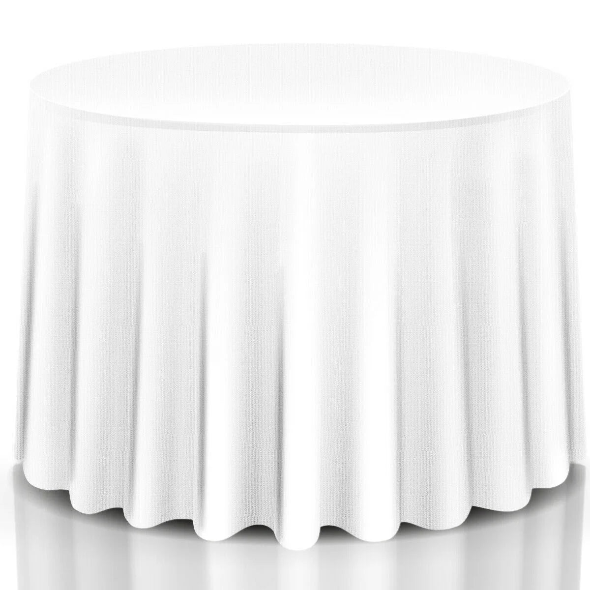 Costway 10 pcs 120'' Round Tablecloth Polyester For Home Wedding Restaurant Party White