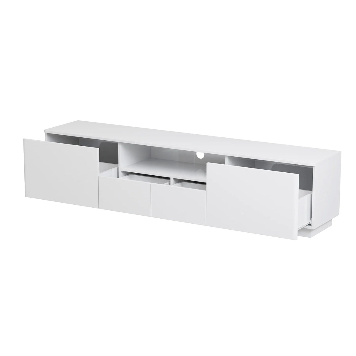 KULAGAGA Entertainment Center with LED Lights, High Gloss TV Stand with 2 Storage Drawer and Open Shelves for Living Room