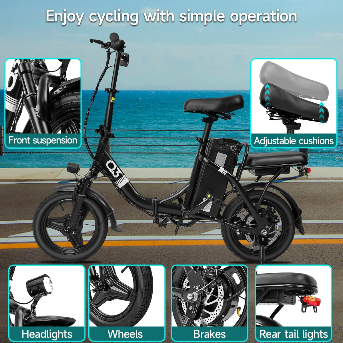 Bycyla Electric Bike for Adults,500W Brushless Motor Ebike with 12Ah Removable Battery,Multi-Shock Absorption,Commuter Electric Bicycle